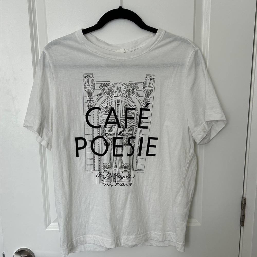 H&M White Crewneck Tee with Black Detail